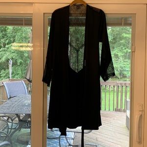 Victoria’s Secret sexy black robe with lace insert